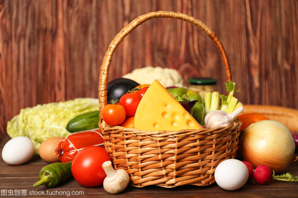 各種食品產(chǎn)品在籃子里